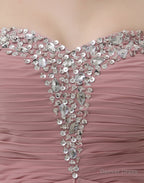 Dusty Pink A Line Sweetheart Pleated Prom Dresses