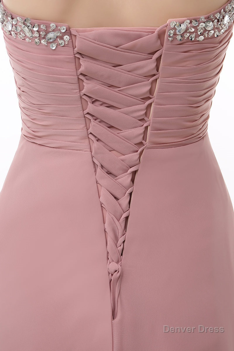 Dusty Pink A Line Sweetheart Pleated Prom Dresses