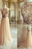 Dusty Pink Formal Dresses Backless Bead Prom Dresses