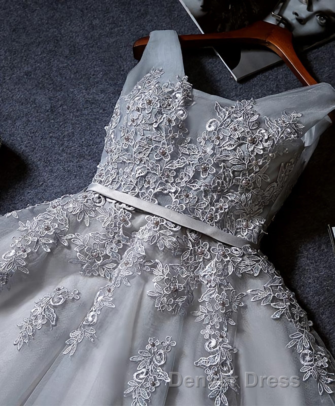 Cute A Line Tulle Lace Short Prom Dresses, Homecoming Dresses