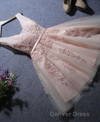 Cute A Line Tulle Lace Short Prom Dress, Homecoming Dresses