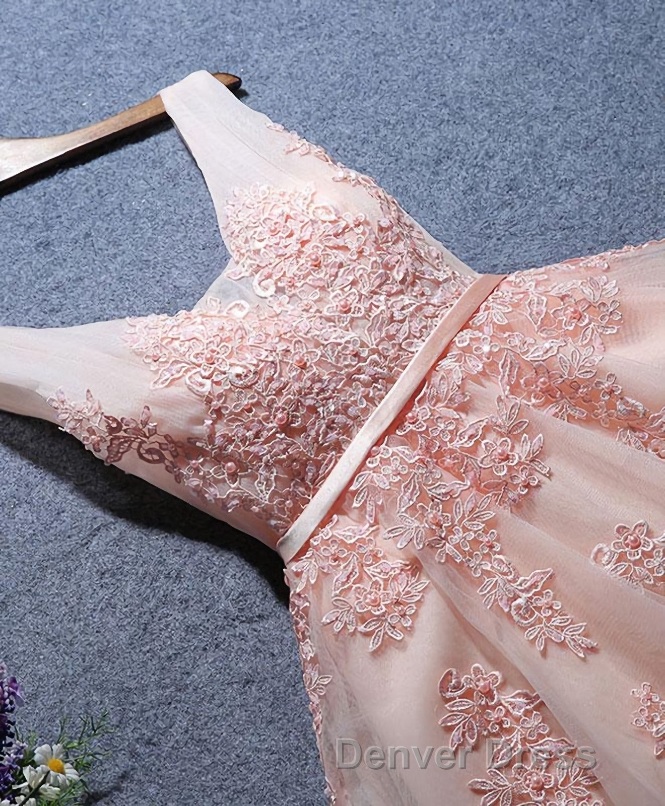 Cute A Line Tulle Lace Short Prom Dresses, Homecoming Dresses Secondary image