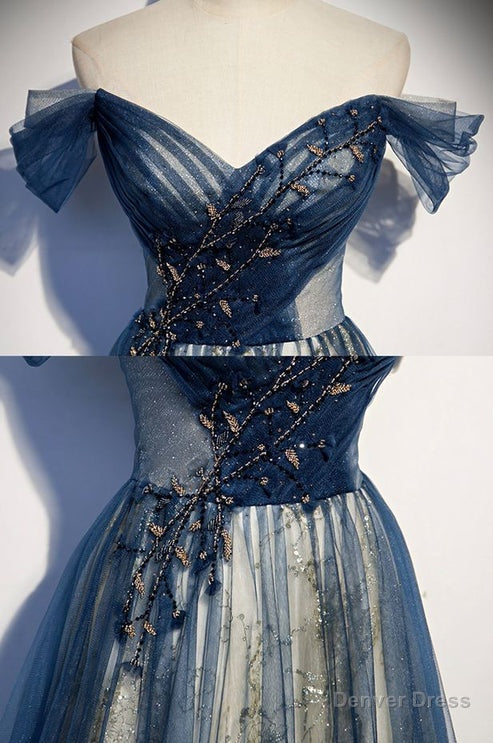 Tulle long off shoulder Prom Dresses
