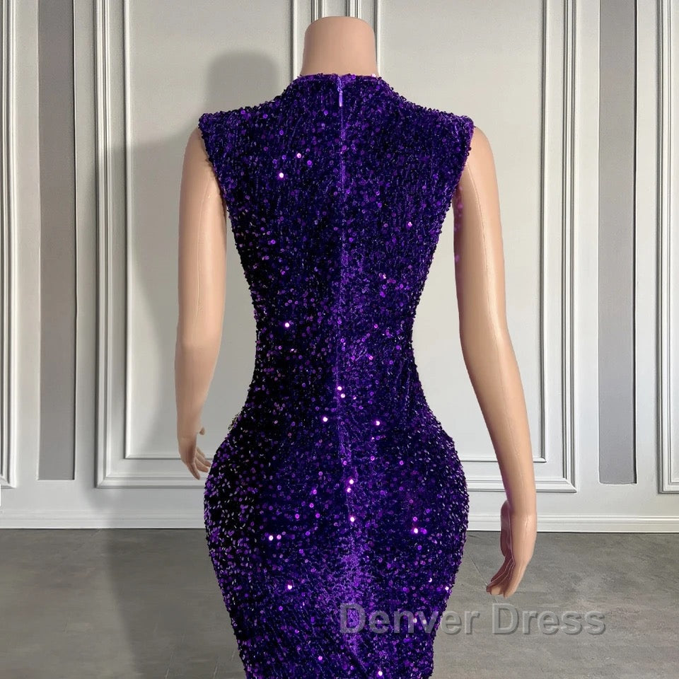Sequined Sleeveless Mermaid Prom Dresses with Beadings