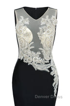 Portrait Trumpet Sweep Train Sleeveless Beading Prom Dresses