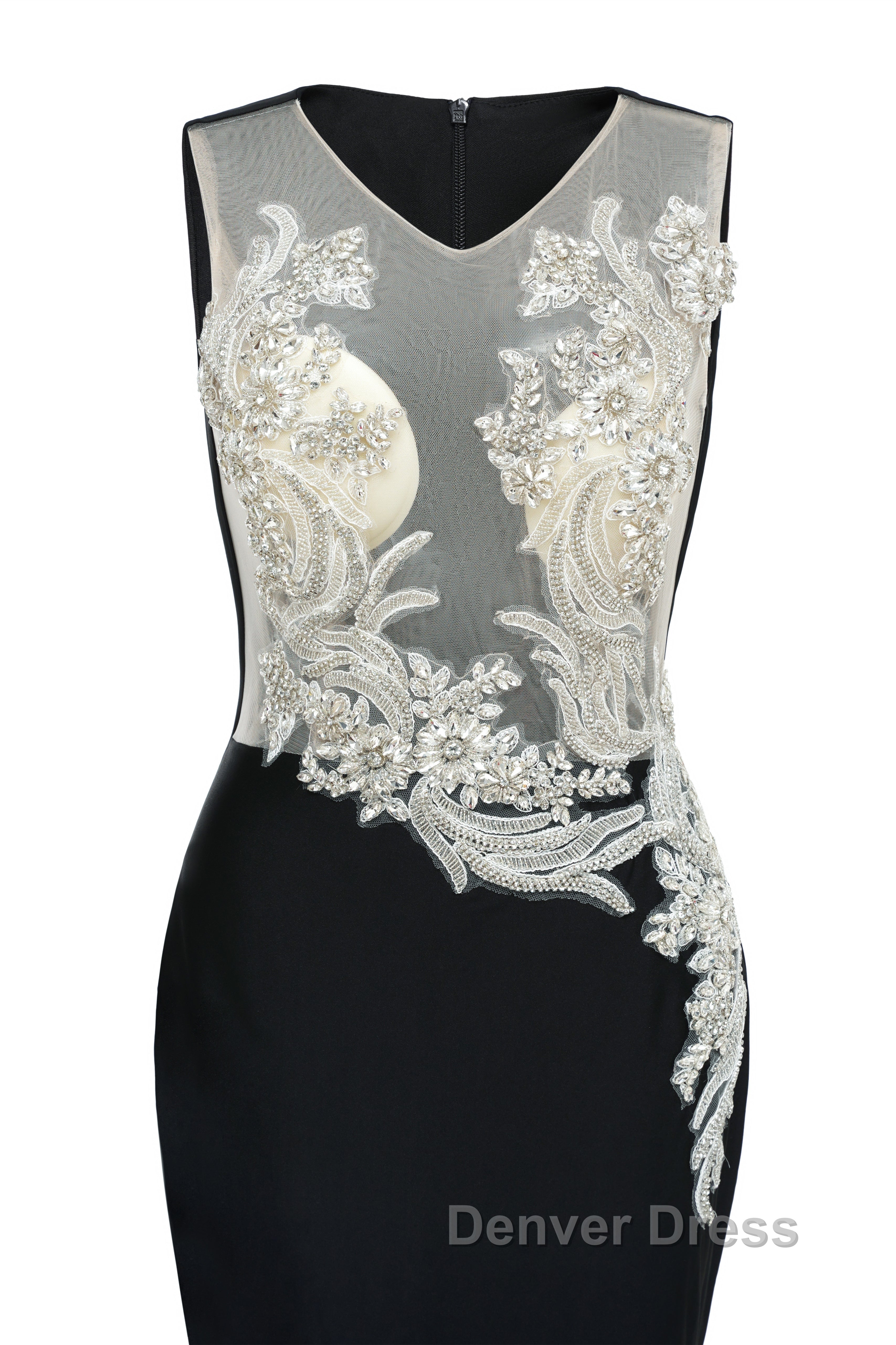 Portrait Trumpet Sweep Train Sleeveless Beading Prom Dresses