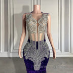 Sequined Sleeveless Mermaid Prom Dresses with Beadings