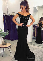 Elastic Satin Prom Dresses Trumpet Mermaid Off The Shoulder Sweep Train With Lace