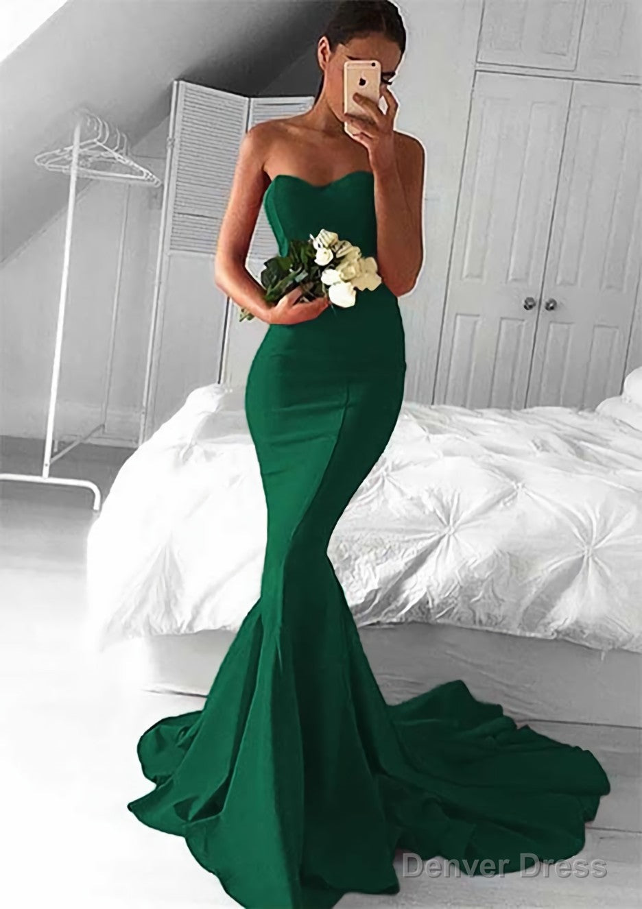 Elastic Satin Prom Dresses Trumpet Mermaid Sweetheart Court Train With Pleated