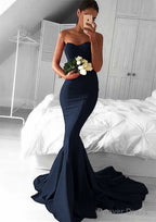 Elastic Satin Prom Dresses Trumpet Mermaid Sweetheart Court Train With Pleated