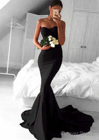 Elastic Satin Prom Dresses Trumpet Mermaid Sweetheart Court Train With Pleated