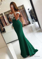 Elastic Satin Prom Dresses Trumpet Mermaid V Neck Sweep Train With Lace