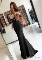 Elastic Satin Prom Dresses Trumpet Mermaid V Neck Sweep Train With Lace