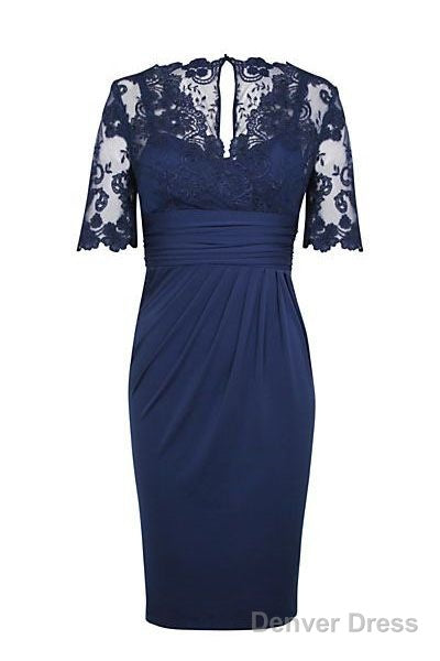 Eleagnt Short Sleeves Empire Navy Blue Short Mother Of The Bride Homecoming Dresses Main image
