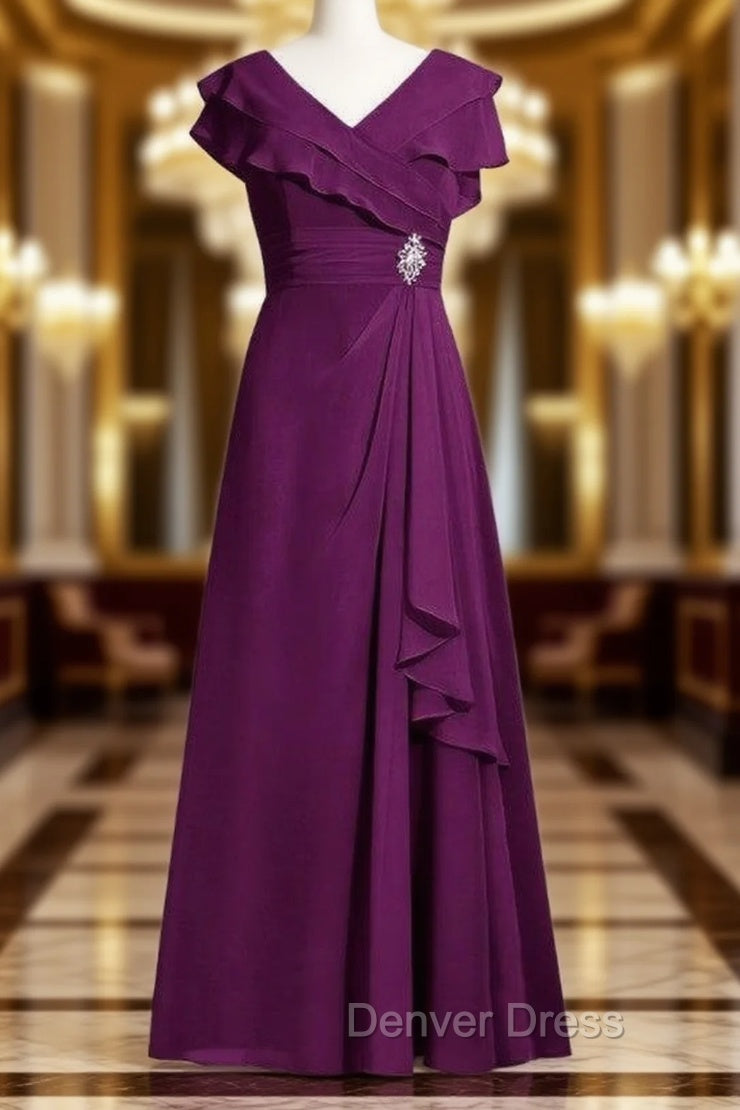 Elegance V Neck Beading A Line Mother Of The Bride Dresses
