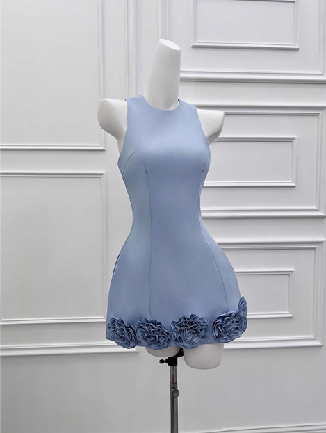 Elegant 3D Flower Satin Birthday Dresses Homecoming Dresses