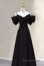 Elegant A Line Black Long Prom Dresses Formal Evening Dresses