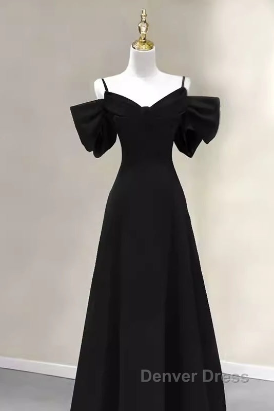 Elegant A Line Black Long Prom Dresses Formal Evening Dresses