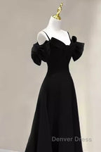 Elegant A Line Black Long Prom Dresses Formal Evening Dresses