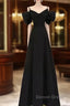 Elegant A Line Black Long Prom Dresses Formal Evening Dresses