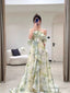 Elegant A Line Halter Chiffon Ombre Green Long Prom Dress CC1260