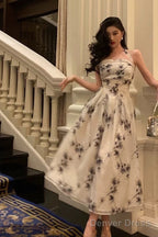 Elegant A Line Halter Floral Prom Dresses Birthday Outfits Prom Gowns