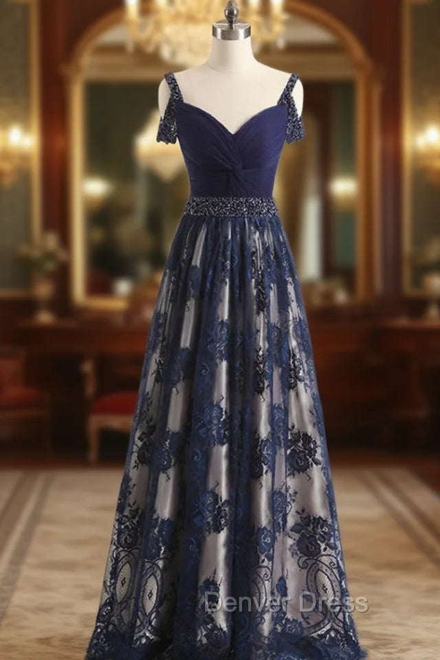 Elegant A-line Long Evening Dresses Beads Sash Straps Zipper Back Prom Celebrity Dresses Main image