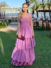 Elegante een lijn lang gelaagde lilac prom -jurk 22e verjaardag outfits