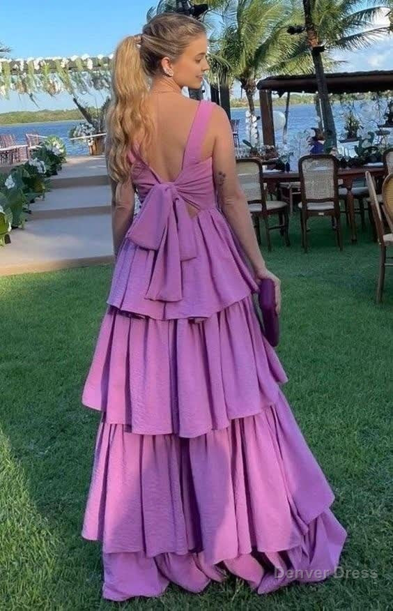 Elegant A Line Long Tiered Lilac Prom Dresses 22th Birthday Outfits Secondary image