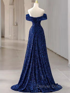 Elegant A Line Off The Shoulder Royal Blue Prom Dress