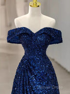 Elegant A Line Off The Shoulder Royal Blue Prom Dress