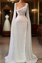 Elegant A-line Sequins Split Bridal Dresses With Beads