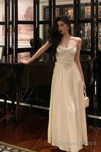 Elegant A Line Spaghetti Straps Long Prom Dresses Birthday Outfits Prom Gowns