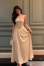 Elegant A Line Spaghetti Straps Long Prom Dresses Birthday Outfits Prom Gowns