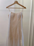 Elegant A-Line Strap Pearl Tulle Long Prom Dresses Evening Dresses