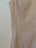 Elegant A-Line Strap Pearl Tulle Long Prom Dresses Evening Dresses