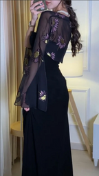 Elegant A Line Strapless Long Prom Dresses Black Formal Dress