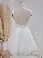 Elegant A-Line Sweetheart Wedding Dress With Lace Short White Beautiful
