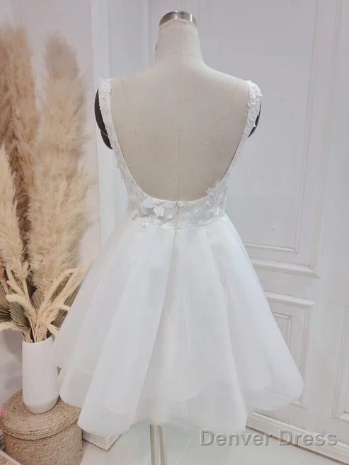 Elegant A Line Sweetheart Wedding Dresses With Lace Short White Beautiful
