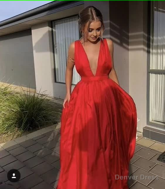 Elegant A Line V Neckline Long Red Prom Dresses 22th Birthday Outfits Secondary image