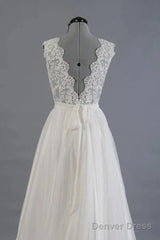 Elegant And Noble A-Shaped V-Neck Belt With Stickers For Beach And Floor Length Wedding Dresses