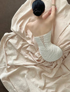 Elegant And Retro Pink And White Irregular Tulle Long Prom Dresses Evening Dresses Wedding DressesP4026