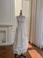 Elegant And Simple White Bud Square Neck Suspender Satin Prom Dresses Evening Dresses Bridesmaid Dresses