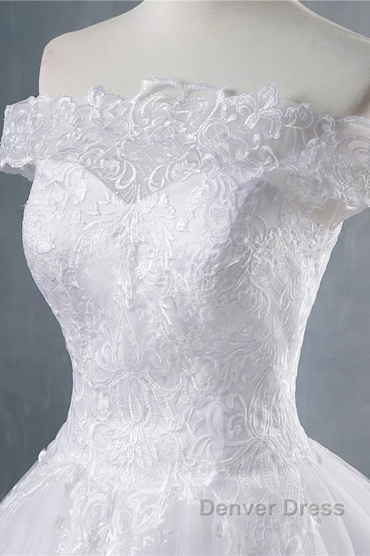 Elegant Appliques Lace Tulle A Line Wedding Dresses