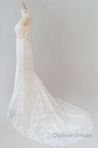 Elegant Appliques V-neck Sheath Wedding Dresses