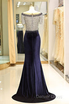 Elegant Beaded Prom Dresses With Short Sleeves