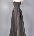 Elegant Black A-Line Spaghetti Strap Satin Long Prom Dresses Evening Dresses