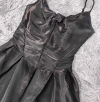 Elegant Black A-Line Spaghetti Strap Satin Long Prom Dresses Evening Dresses