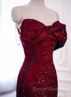 Elegant Black And Red Sweetheart Mermaid Long Prom Dress, Red Prom Dresses