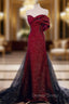 Elegant Black And Red Sweetheart Mermaid Long Prom Dress, Red Prom Dresses